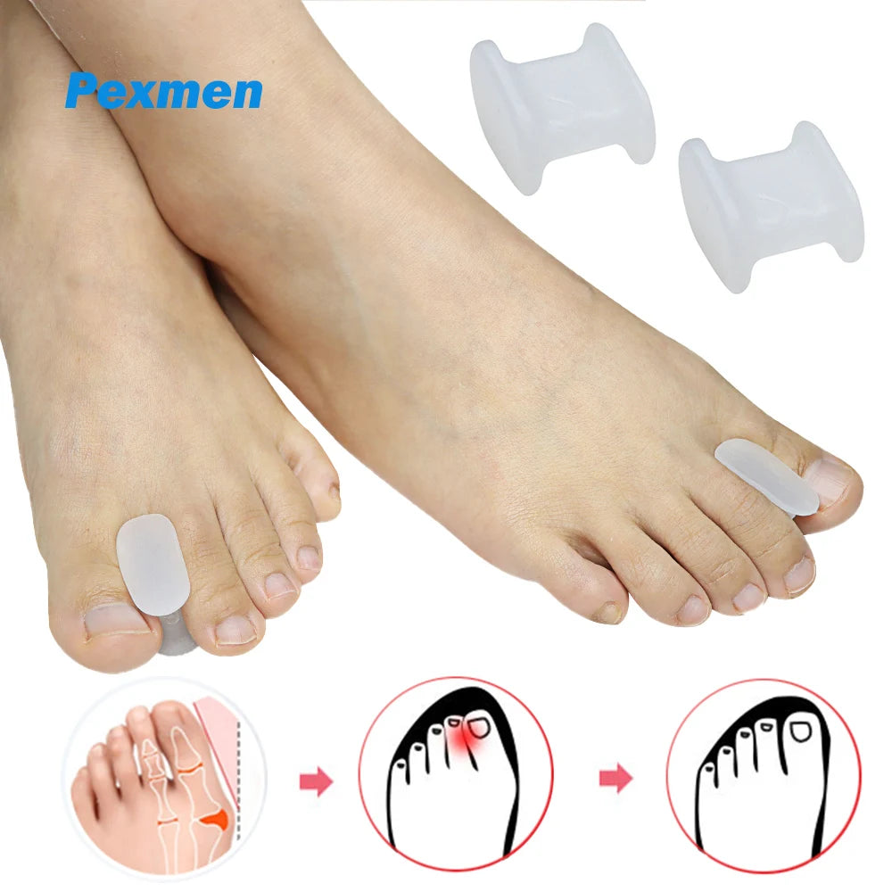 Pexmen 2/4Pcs Toe Spacers Separators Bunion Corrector Gel Toe Protector for Straightening Overlapping Toes for Men and Wom