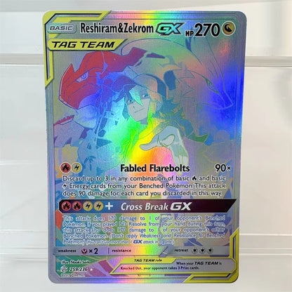 PKM Proxy Card Holographic Rayquaza VMAX Deoxys Reshiram&Charizard Sylveon GX Hobbies Rare Collection Battle Cards Toys Gifts