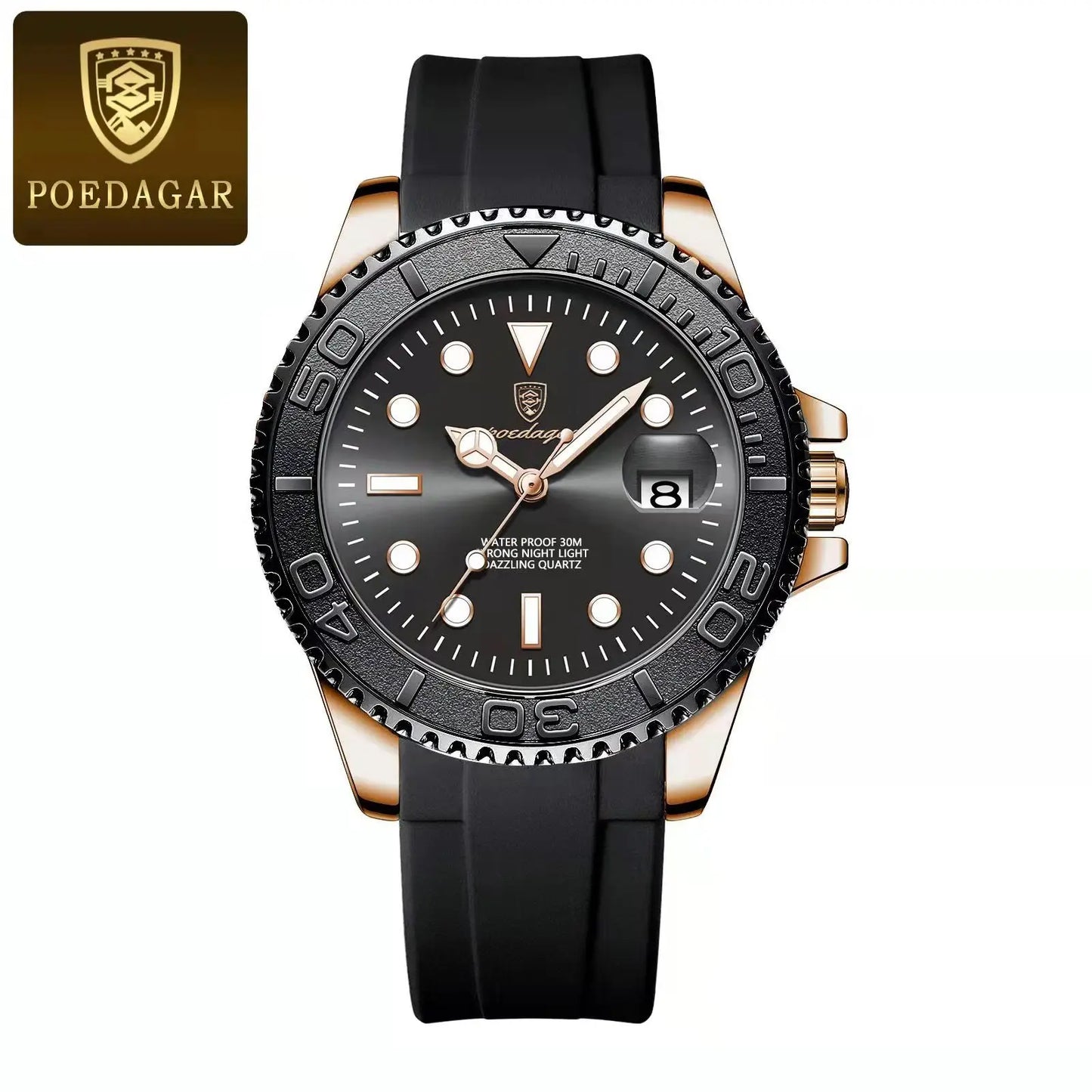 POEDAGAR Casual Fashion Man Wristwatch Waterproof Luminous Date Exquisite Men Watch Stainless Steel Classic Men's Quartz Watches