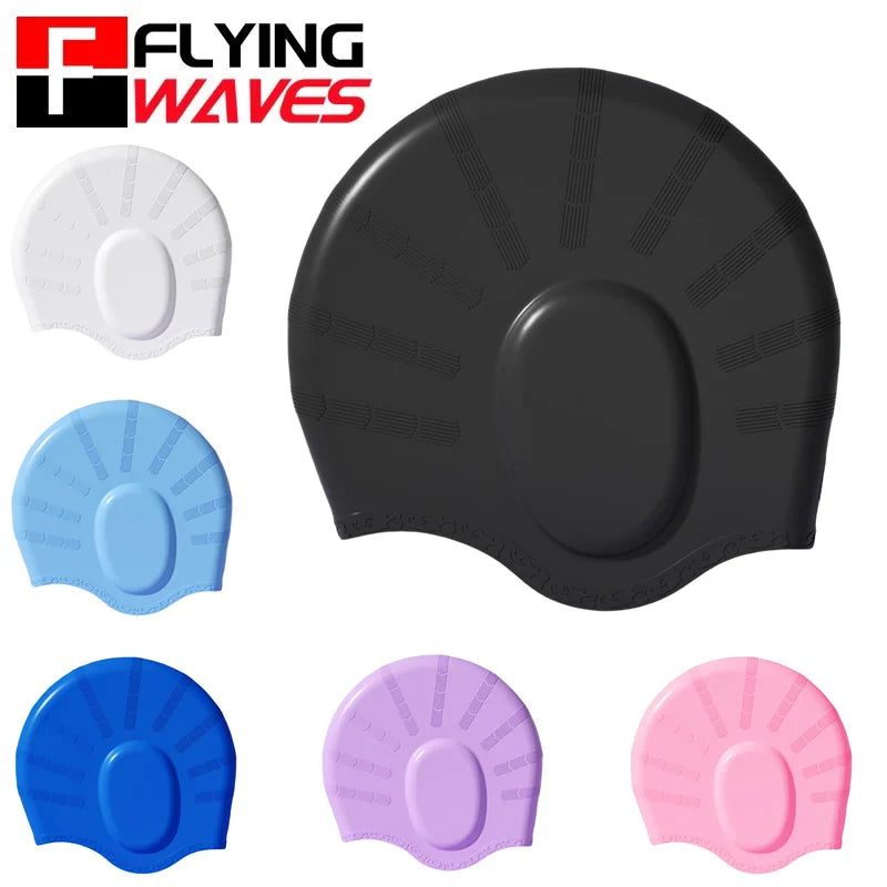 Ear Protection Silicone Swimming Cap for Women Men Long Hair Waterproof Enlarged Swim Pool Cap