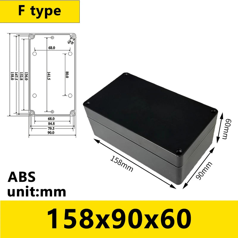 Black Outdoor Waterproof Enclosure Plastic Box Electronic Project Instrument Case Electrical Project Box Junction Box Housing