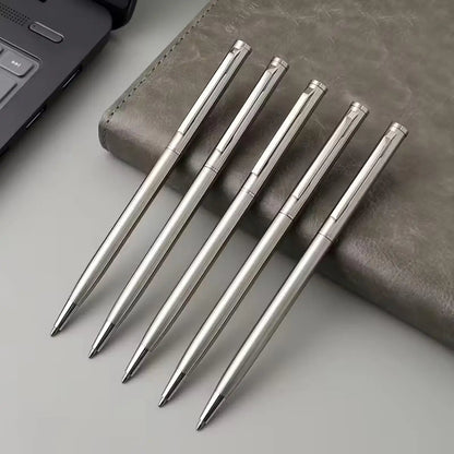 5/10/20Pcs Stainless Steel Ballpoint Pens, Silver Metal Medium Nib Smooth Twist Writing Pens for Office School