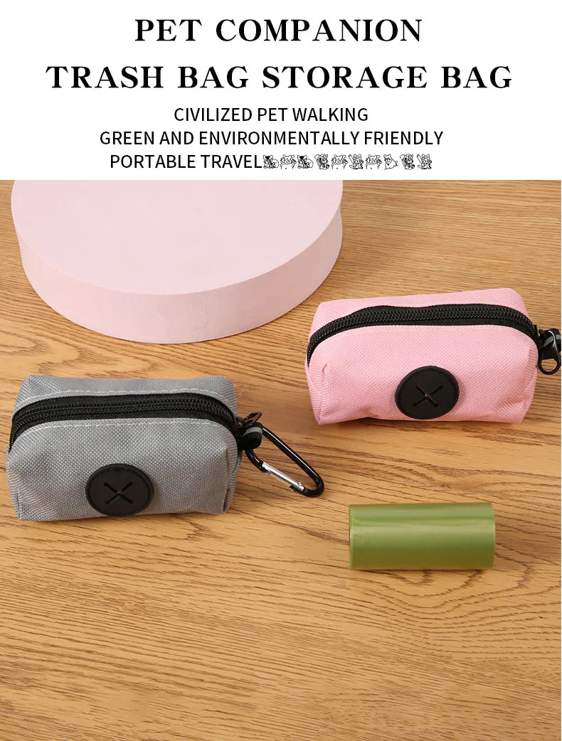 Canvas Dog Poop Bag Holder, Outdoor Pet Waste Bag Dispenser with Carabiner Clip, Animal Waste Collection Pouch