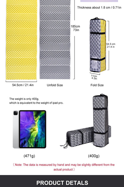 Ultralight Folding Egg Nest Camping Pad Portable Foam Sleeping Mat with Storage Bag for Outdoor Hiking Backpacking Camping