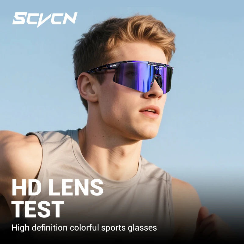SCVCN New Men Bicycle Sunglasses Women Outdoor Cycling Glasses MTB Driving Bike Eyewear Sports Running Hiking UV400 Goggles