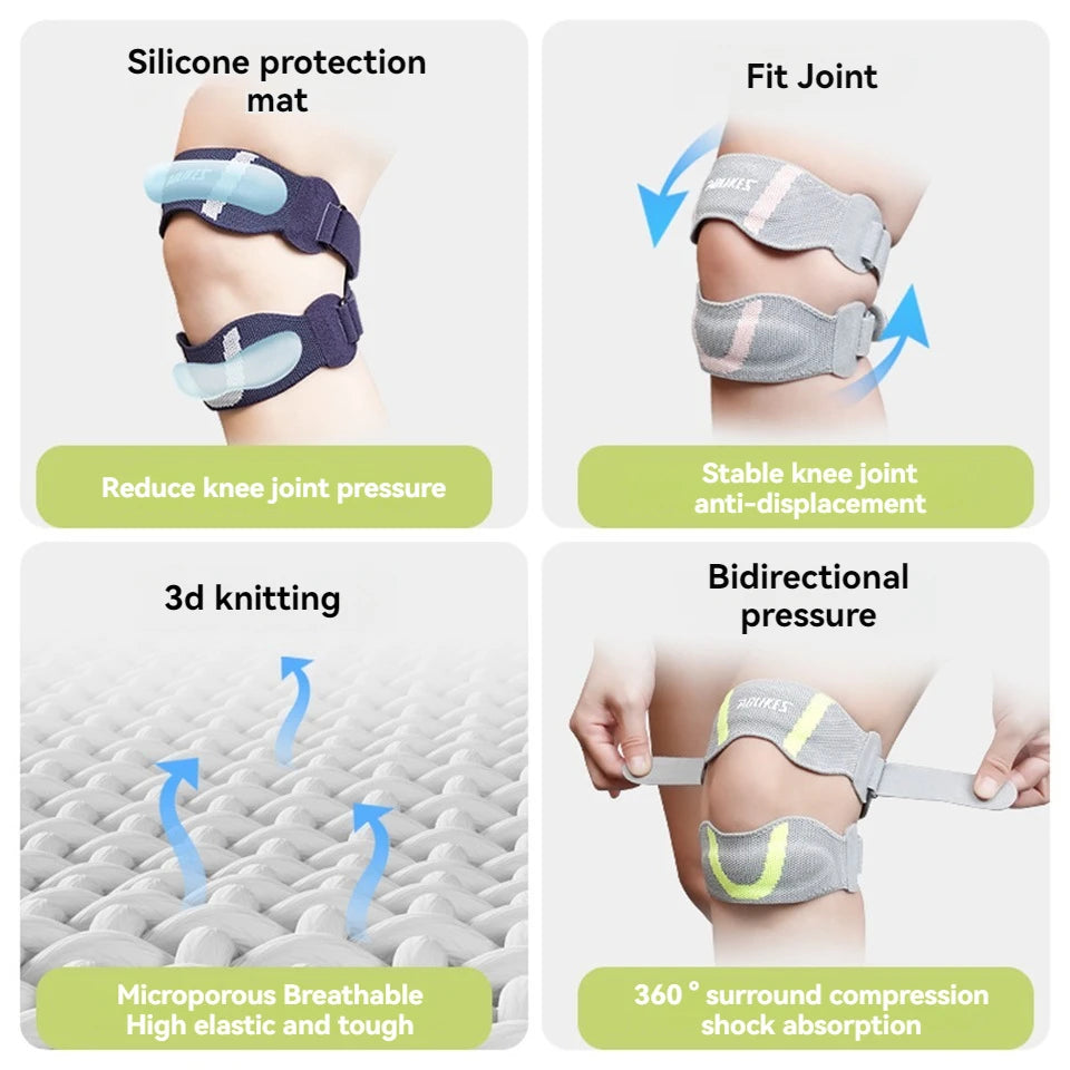 AOLIKES 1PCS Patella Knee Strap with Ergonomic Silicone Pad for Patellar Tendon Support, Adjustable Compression Knee Stabilizer