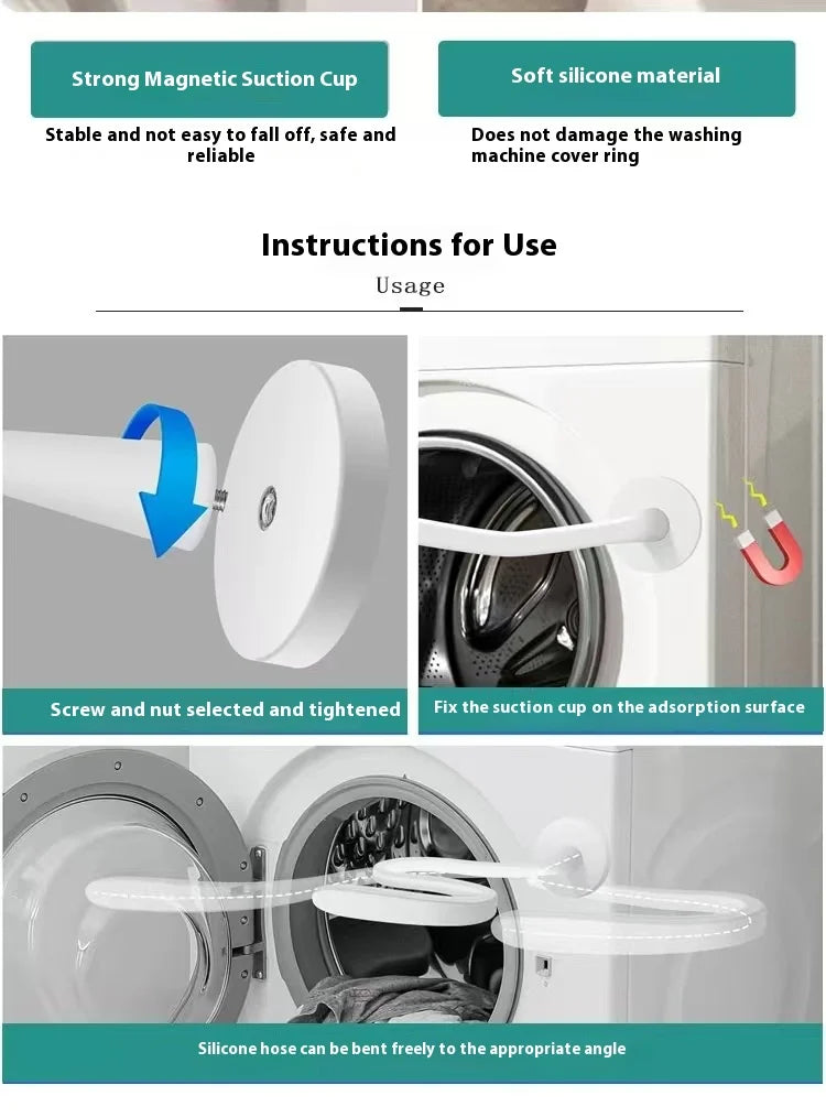 HOMEFISH Flexible Silicone Washer & Dryer Door Prop Easy-to-Use Bendable Sturdy Stopper for Odor-Free Appliances