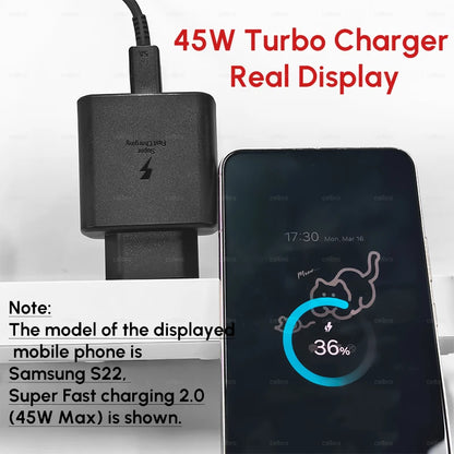 SAMSUNG Charger PD 45W Super Fast Charging Original 25W Wall Charger 5A Type C Cable Galaxy S26 S25 S24 S23 Ultra A54 A53 Note20