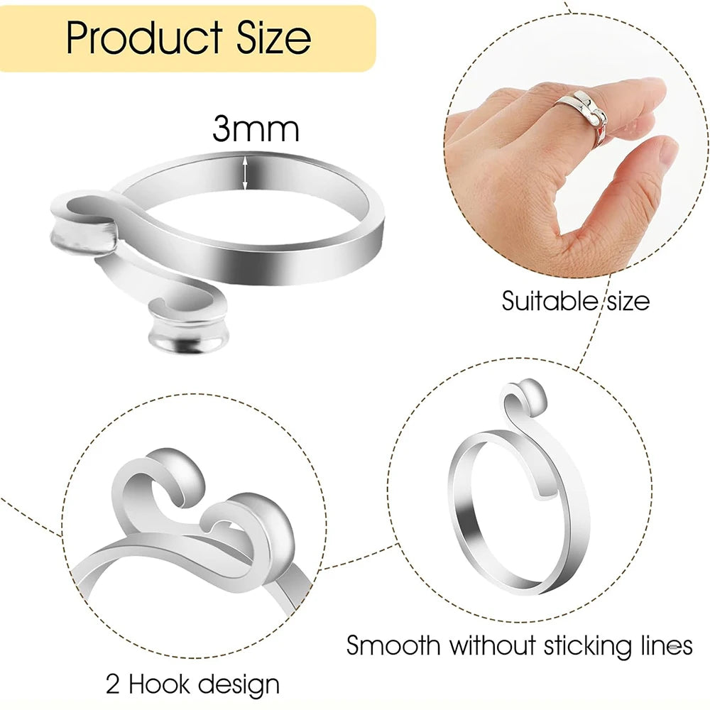 2pcs Adjustable Knitting Crochet Loop Ring Knittied Yarn Guide Finger Faster Holder Thimble Crocheters Thread Ring Sewing Tools
