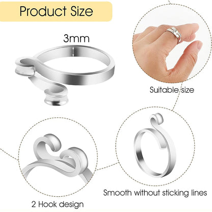 2pcs Adjustable Knitting Crochet Loop Ring Knittied Yarn Guide Finger Faster Holder Thimble Crocheters Thread Ring Sewing Tools
