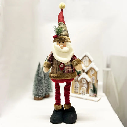 Christmas Tree Retro Snowflake Checkered Fabric Stretch Doll Hotel Shopping Mall Decoration and Decoration gifts for kids 2025