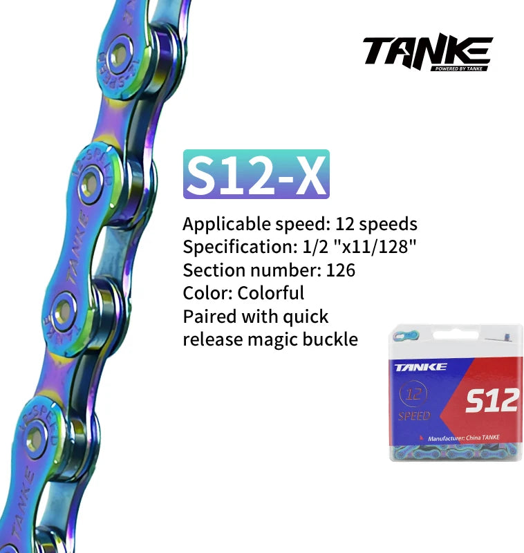 TANKE Bike Chain S8 S9 S10 S11 S12 MTB Road Bicycle Chains,Variable Speed Chain 116/126L High Quality Current Cycling Accessorie