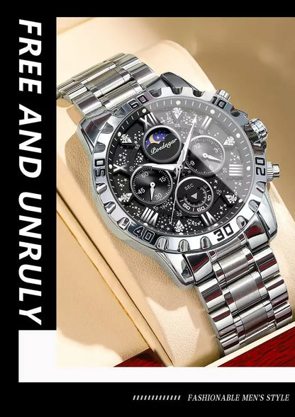 POEDAGAR Luxury Man Watch Waterproof Luminous Stainless Steel Quartz Men's Wristwatch Chronograph Military Watches For Men Reloj