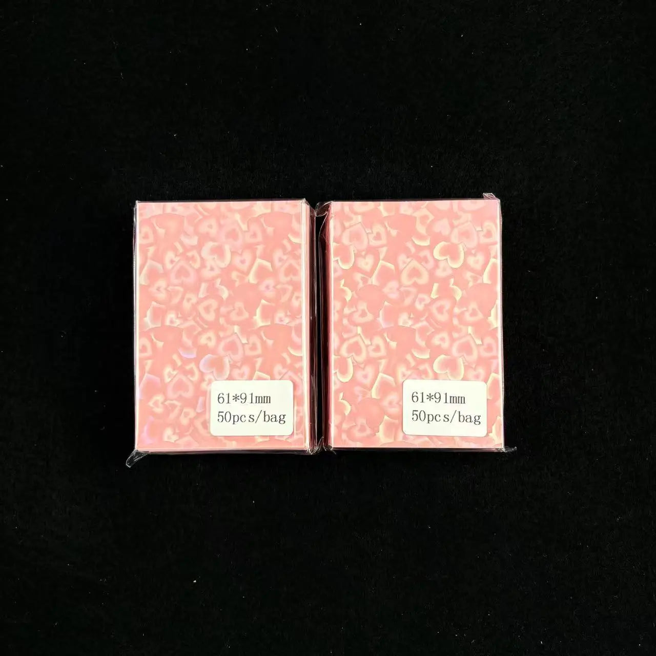 50pcs/lot 61*91mm Heart Love Laser Flashing Card Sleeves Protector For Photo Cards Holder Holographic Foil Protective Films