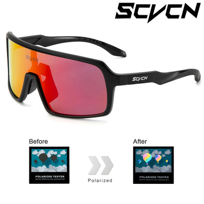SCVCN Polarized Cycling Sunglasses Men Mtb Sports UV400 Photochormic Glasses Goggles Bicycle Bike Glasses Women Cycling Eyewear