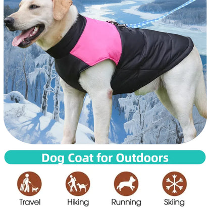 Winter Big Dog Clothes Waterproof Vest Jacket For Small Dogs Cats Outdoor Warm Puppy Coat With D Ring Labrodor Pug Pet Costume