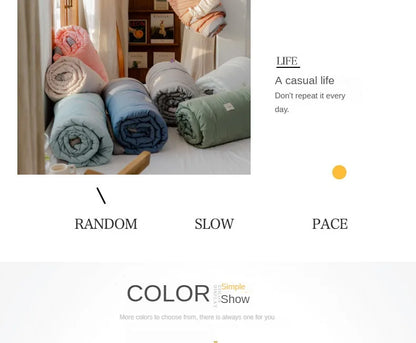 2025 new Japanese polyester cotton quilted summer quilt skin-friendly washable light luxury style solid color lightweight