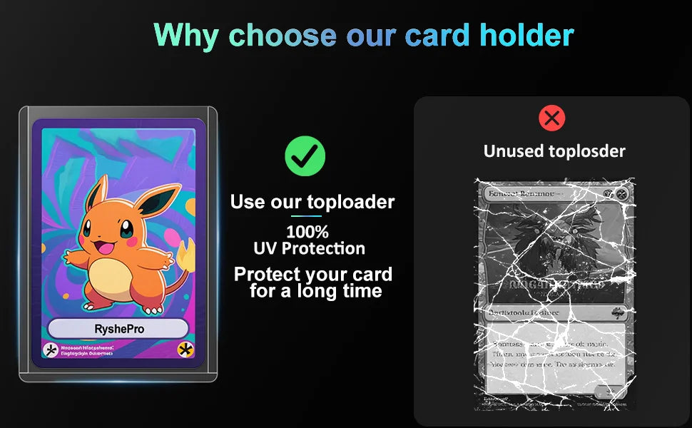 25PCS Toploader Card Sleeve 35PT Top Loader Card Protector for PKM 3” X 4“ Standard Size Rigid Hard Card Holder for MTG TCG Card