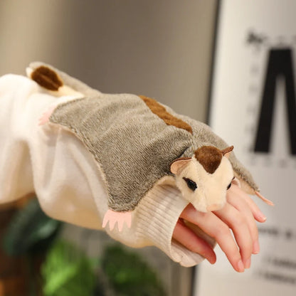 33cm Sugar Glider Soft Flying Squirrel Toy Long Tail Sugar Possum Stuffed Toy Hand Center Pets Funny Gift Home Halloween Decor