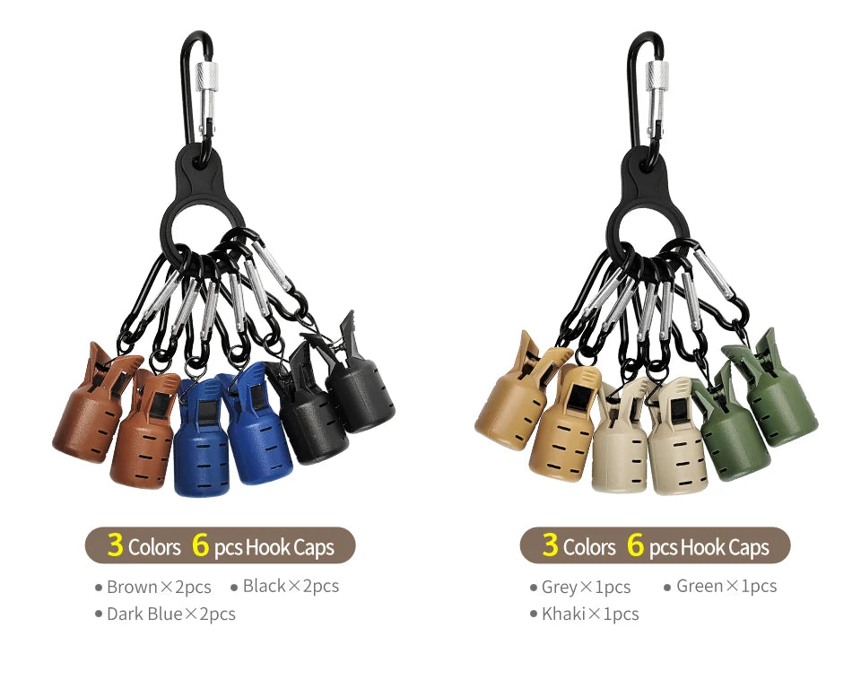 New Squid Jig Bait Protector Kit Size M 6pcs Webfoot Octopus Egi Hooks Cover Cuttlefish Umbrella Lure Cap with Carabiner