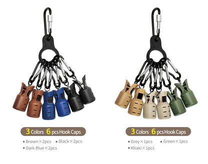 New Squid Jig Bait Protector Kit Size M 6pcs Webfoot Octopus Egi Hooks Cover Cuttlefish Umbrella Lure Cap with Carabiner