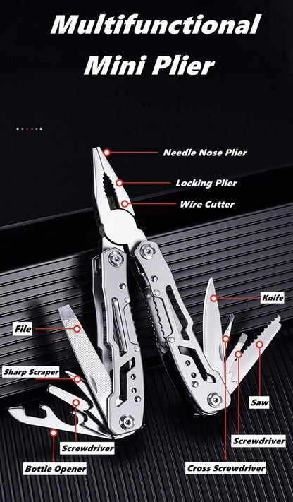 Pocket Mini Pliers Knife Screwdriver Folding Small Multitool Opener Nail File Precision Pliers Hand Tools Outdoor Emergency Tool