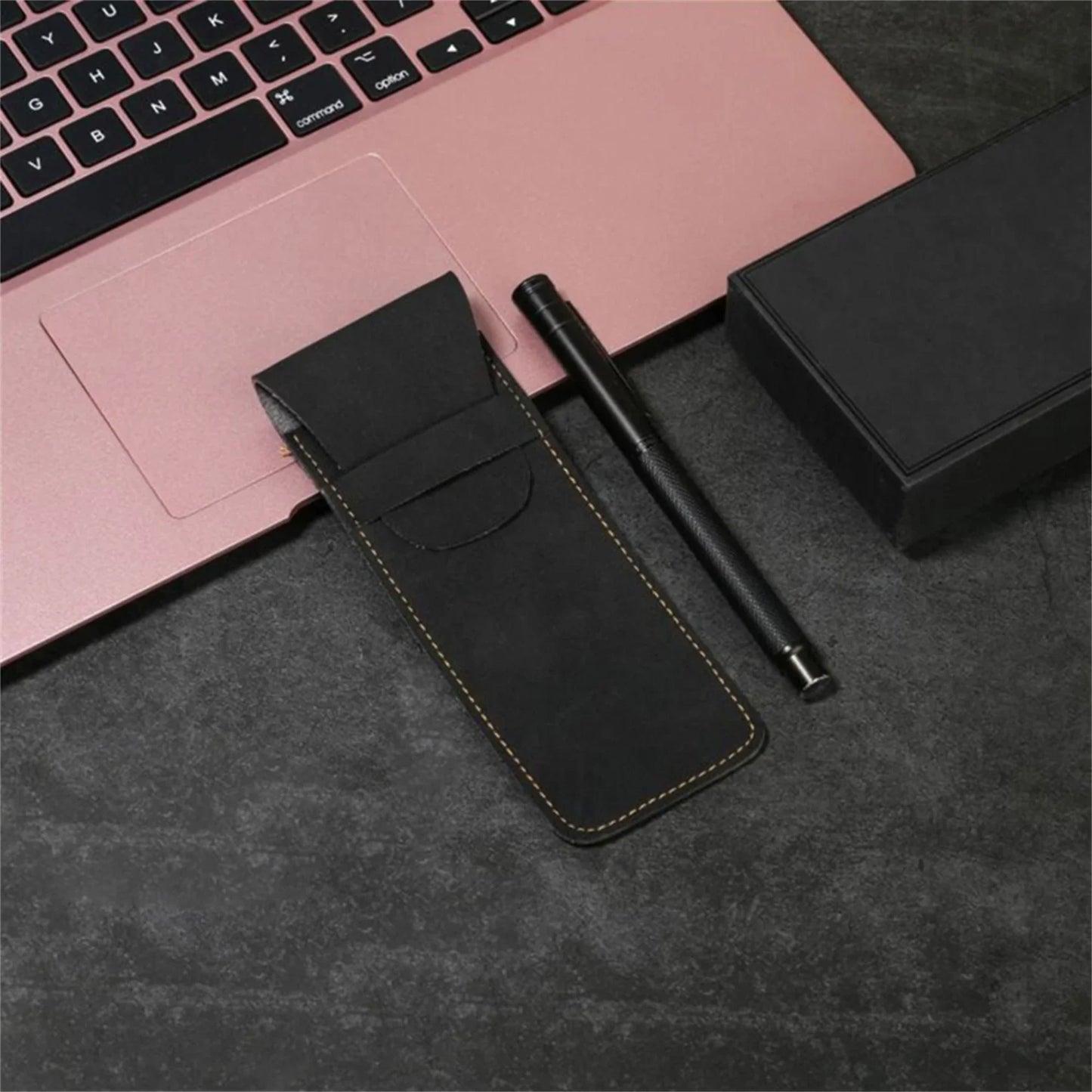 Vintage Frosted PU Leather Flap Pen Case High-end Fountain Pen Protective Sleeve Large Capacity Double Set of Pen Case