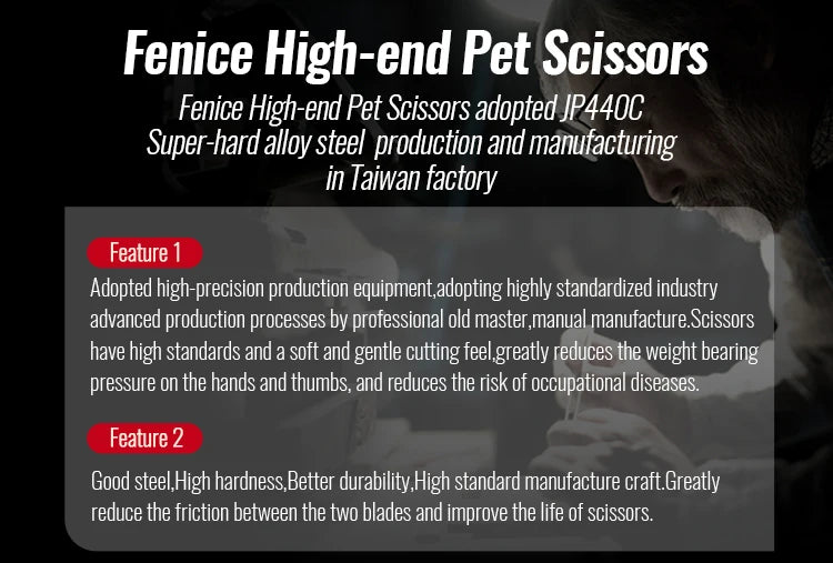 Fenice 6//6.5/7/7.5 Inch Professional Pet Dogs Grooming Scissors Set Straight&Curved &Thinner&Chunker Shear Scissors