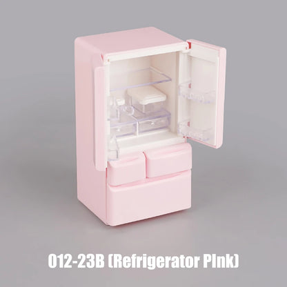 Dollhouse Furniture Kitchen Play Set Miniature Refrigerator 1:12 Mini Food Living Room Sofa Set Pretend Play  Accessores Toy