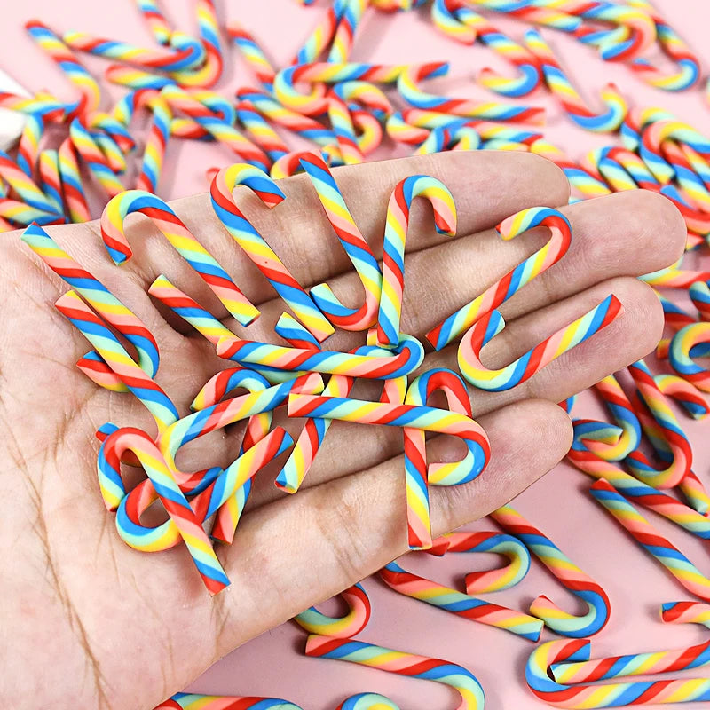 10/30/50Pcs Mini Candy Cane Christmas Decoration Red White Resin Candy DIY Crafts Xmas Pendant Navidad Home Decor 2025 New Year