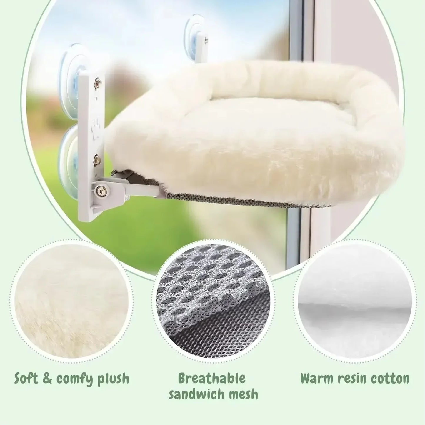 Winter Cat Hammock Window Habitat Cat Sunbathing Glass Hanging Suction Cup Balcony Pet Nest Foldable Pet Bed Cat Supplies
