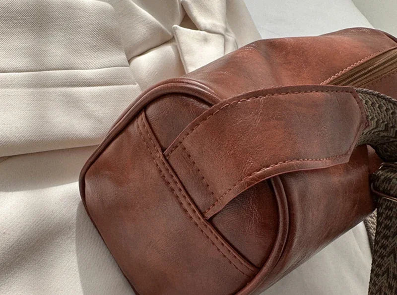 Vintage PU Leather Boston Women Small Handbag and Purse Fashion Designer Crossbody Bag Female Casual Travel Pillow Shoulder Bag