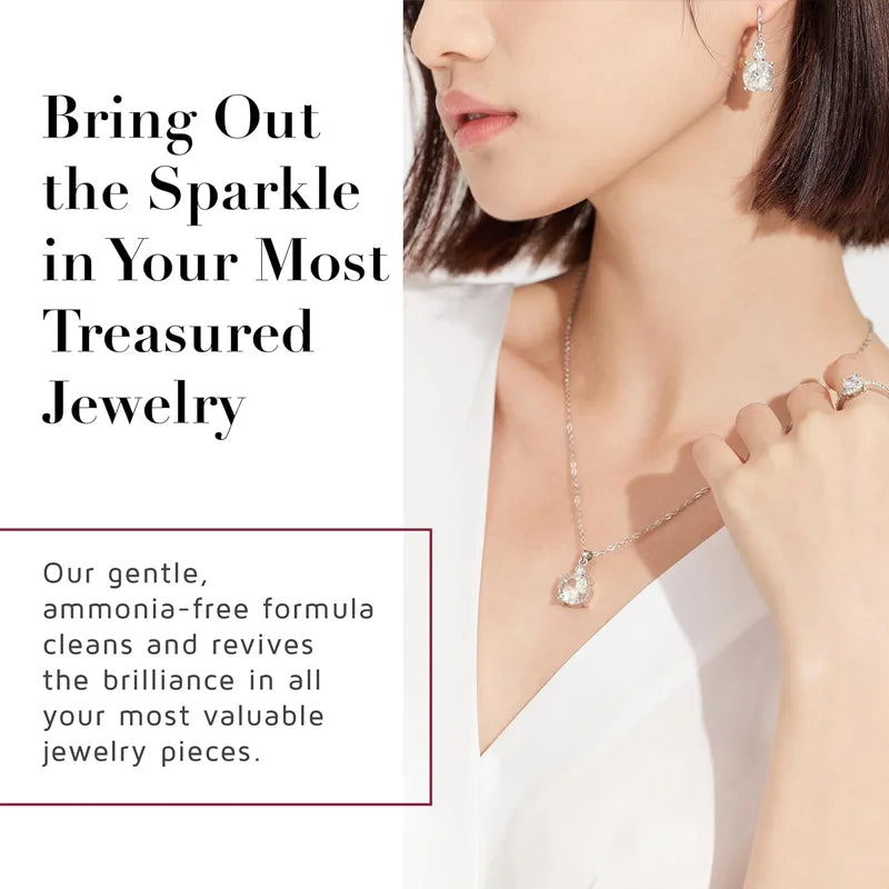 Jewelry Cleaning Liquid, Restore Luster, Remove Tarnish/Oil, Safe for Gold Silver Platinum & Diamonds, Rings/Necklaces/Earrings