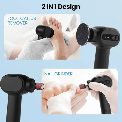 Electric Callus Remover for Feet 2 in 1 Electric Foot File Grinder Rechargeable Cordless Foot Scrubber for Dead Skin Adjustable