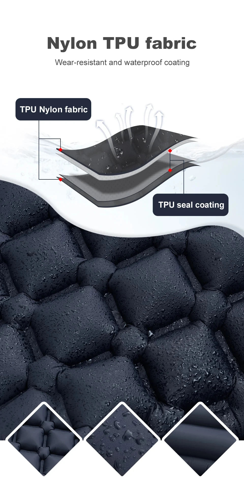 Outdoor Camping Inflatable Mattress Ultralight Air Mat with Built-in Pump Hiking Sleeping Pad Pillow