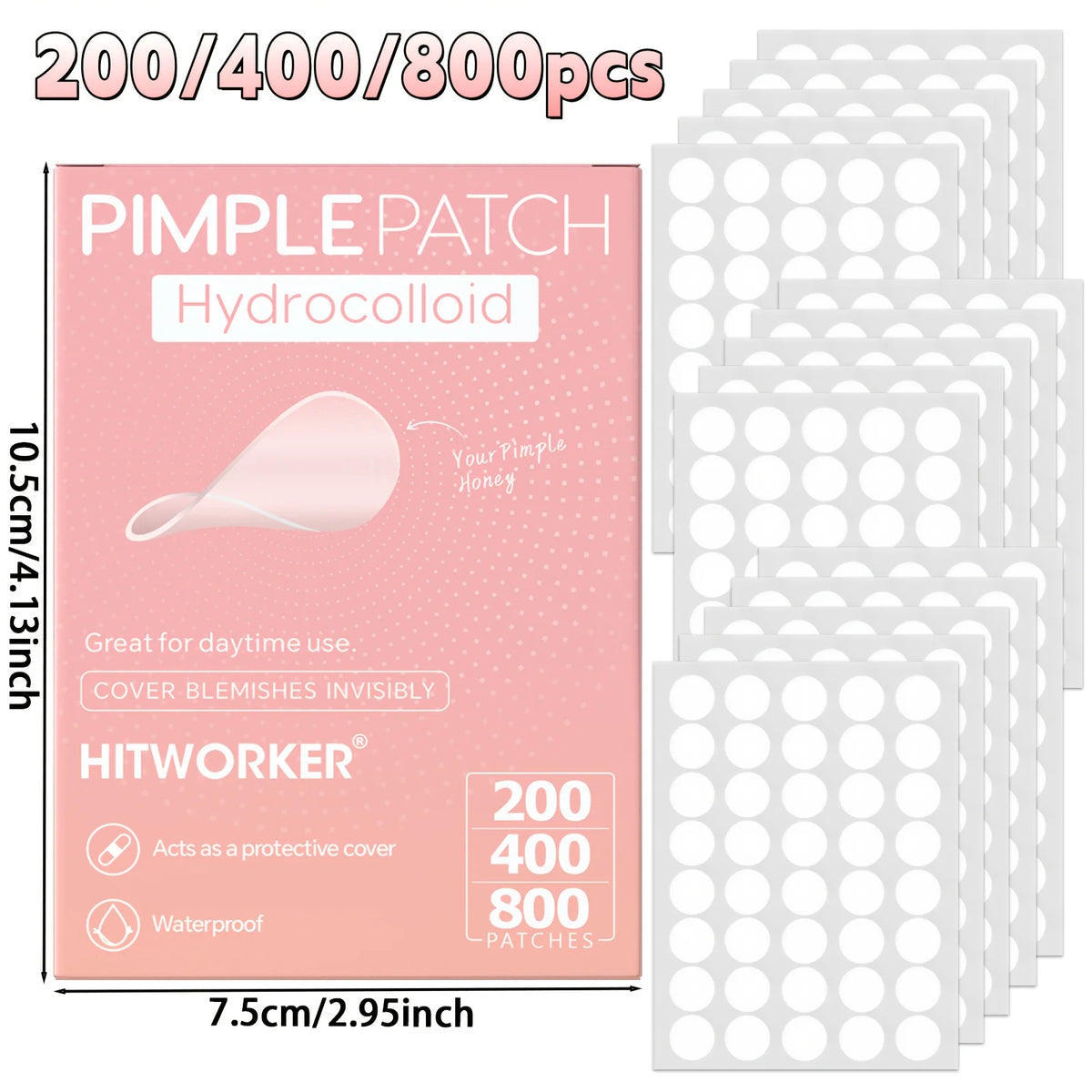HITWORKER 800-Piece Acne Patches | Hydrocolloid Round Acne Patches | Powerful Absorption of Acne Secretions, Gentle Cleansing an