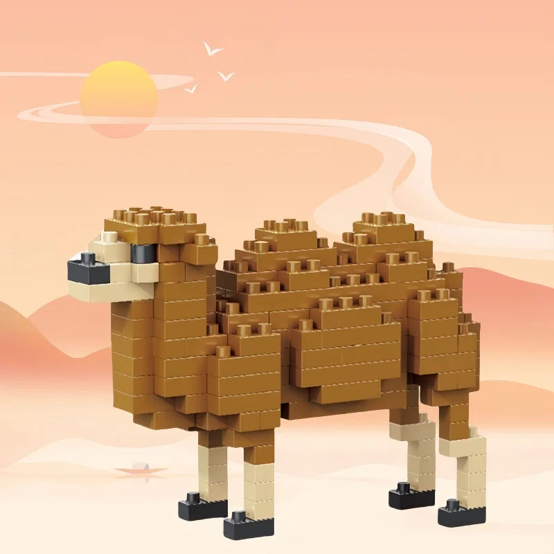 KNEW BUILT Alpacas Elk Giraffes Tiny Animals Micro Mini Building Blocks Toy-Easy Assembly,Educational Gift for Kids' DIY Decor
