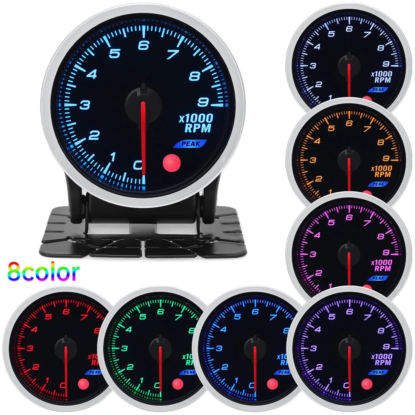 Universal Auto 12V 52mm 8 Color Racing Car Oil Pressure Water Oil Temp EGT Exhaust Temp Turbo Boost Tachometer Gauge Meter
