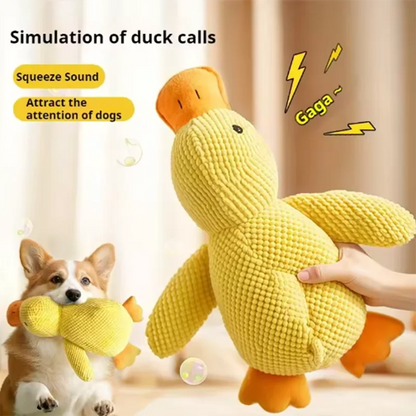 Dog sleeping with a dog hug duck toys to relieve boredom of little yellow duck pet interactive plush doll pet supplies