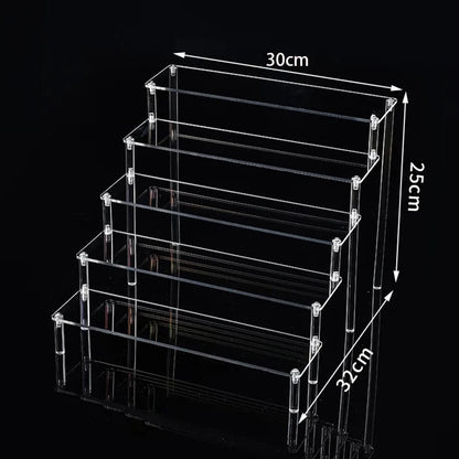 1-5 Tier Acrylic Display Stand Perfume Doll Clay Figurine Blind Box Storage Rack Transparent Ladder Makeup Organization W-2