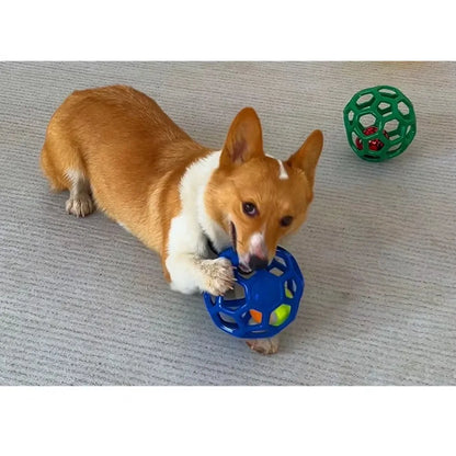 Dog Hollow Ball Toy Rubber Chew Toys for Dogs Cleaning Teeth Molar Bite Resistant Toy with Bell Puppy Training Game