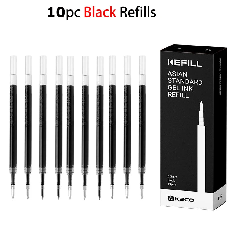 KACO Gel Pens Press Signature Pen Stationery Metal Pen Clip 0.5mm Black Ink Quicking Drying Large Capacity 800M Smooth Writing