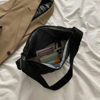 Black diamond check embroidered thread large capacity down Cloud Women's shoulder crossbody dumpling bag (without pendant)