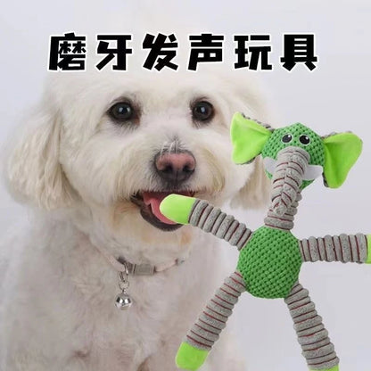 Squeaky Plush Elephant Dog Toy Durable Bite‑Resistant Pet Chew Toy Teeth Cleaning Interactive Puppy Stress Relief Toy