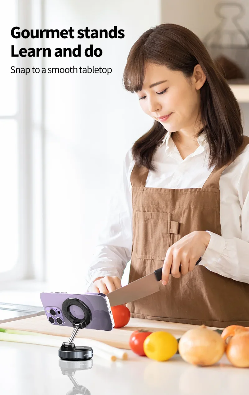 Vacuum Magnet Phone Bracket Multi-angles Adjustment Strong Magnetic Suck Design Foldable Car Holder For iphone Navigation Stand