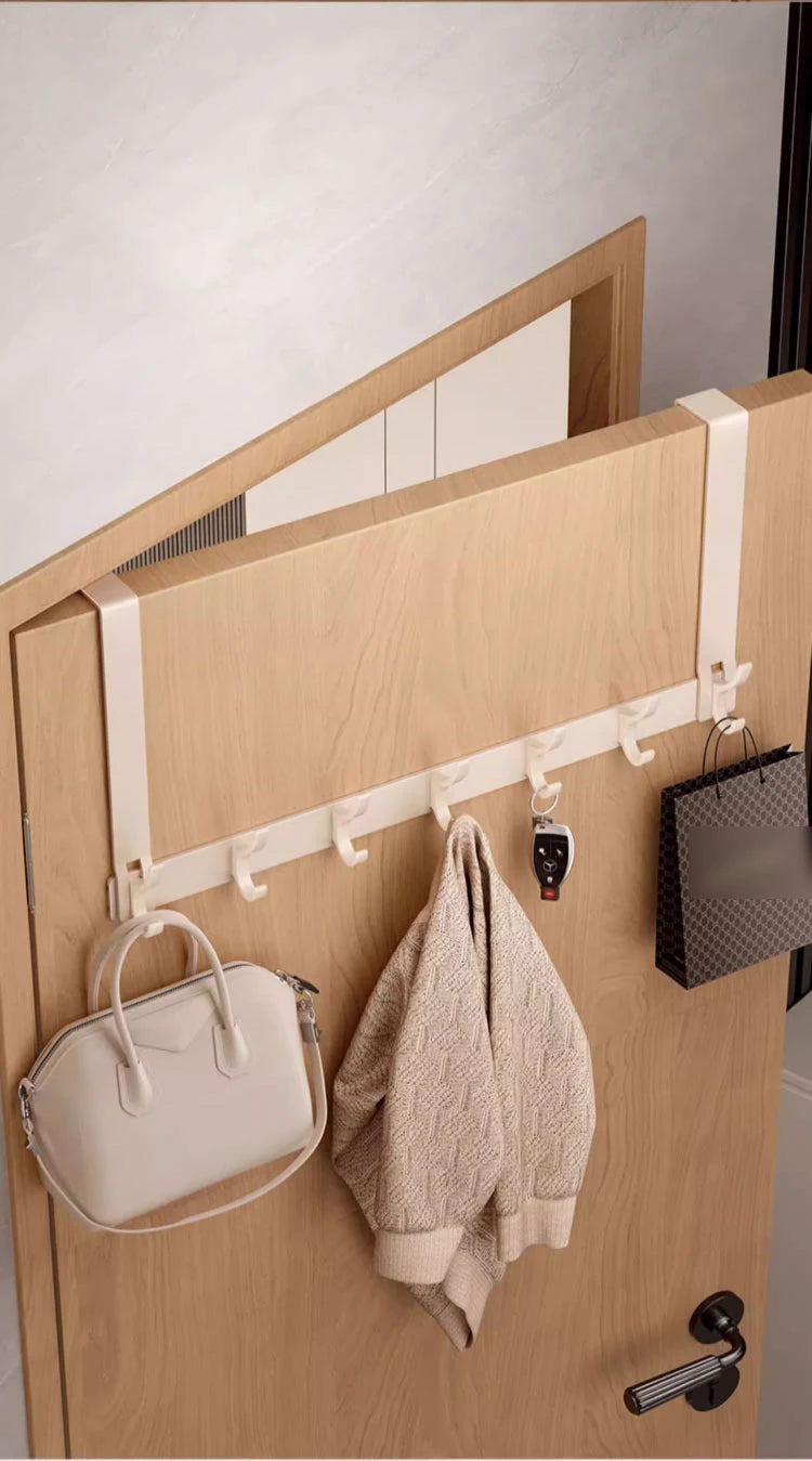 Over the Door Storage Organizer Hanger Clothes Hooks Behind The Door Wall Hanger Hooks No Punch Coat Rack Home Storage Door Hook