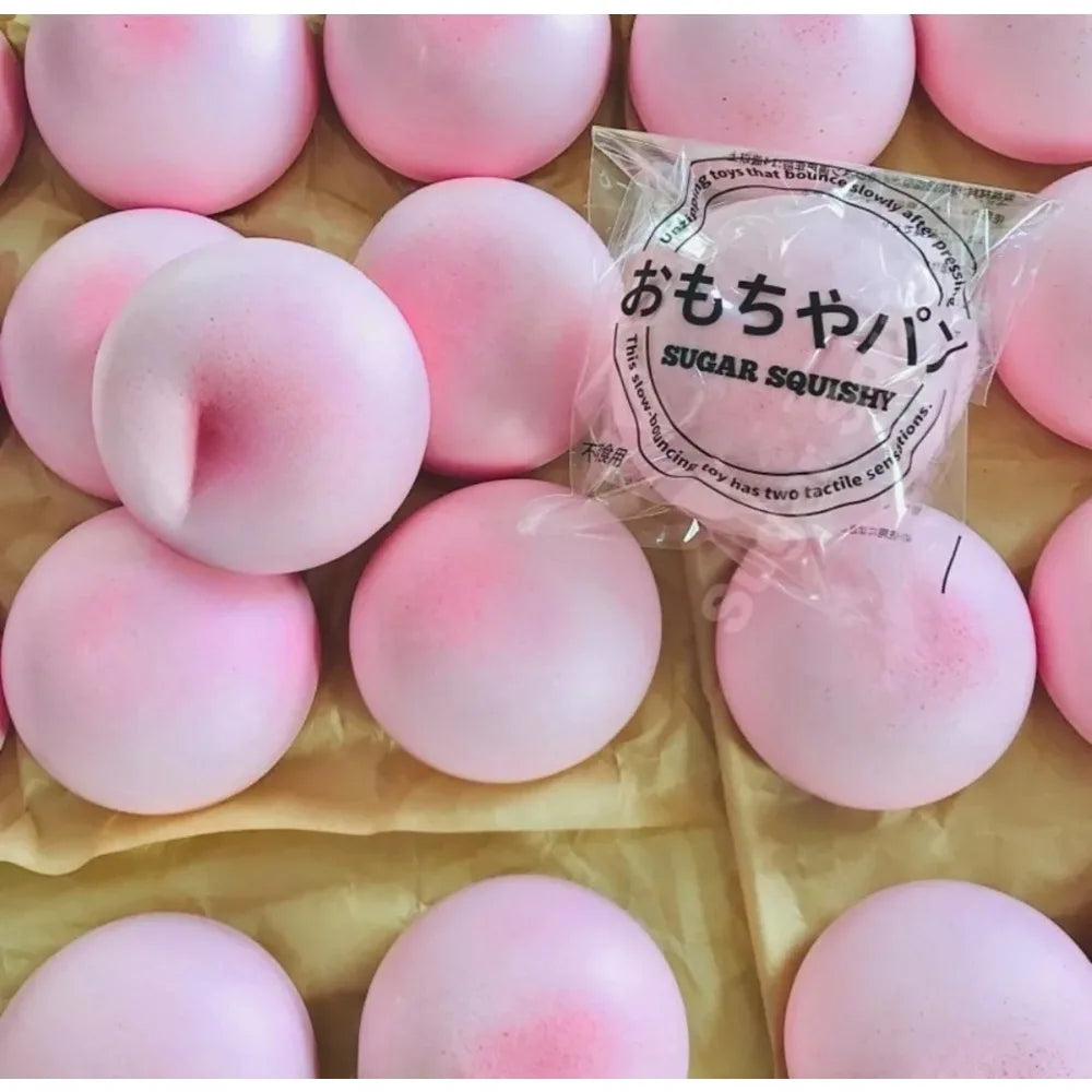 Squishy Simulated Pink Buns Squeeze Toy Soft Stress Relief Slow Rising Sensory Fidget for Anxiety ADHD Autism Gifts for Kids