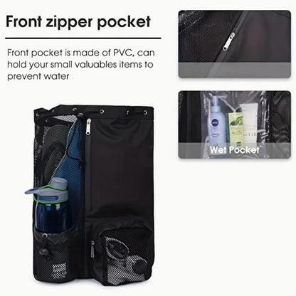 Drawstring Beach Storage Bag Sports Backpacks Basketball Bag Men Women Beach Backpacks Summer Swim Rucksack Mesh Sports Bag