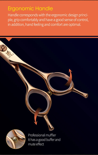 Fenice Professional 6.25/6.75 Inch Pet Curved Grooming Scissors serrated blade with saw Pet Scissors Shears for Dogs Cats JP440C
