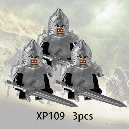 3pcs Lord Rings Elves Orcs Army Dwarf Rohan Mini Action Toy Figures Building Blocks Assembly Toys for Kids Birthday Gift